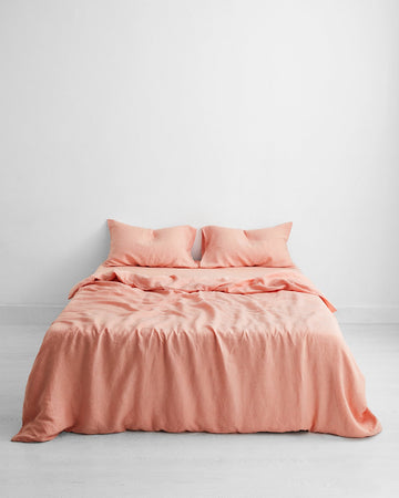 Peach 100% Flax Linen Bedding Set