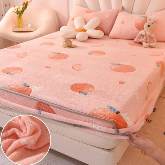 Warm Fitted Sheet Coral Fleece Mattress Cover