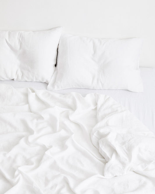 White 100% Flax Linen Pillowcases (Set of Two)